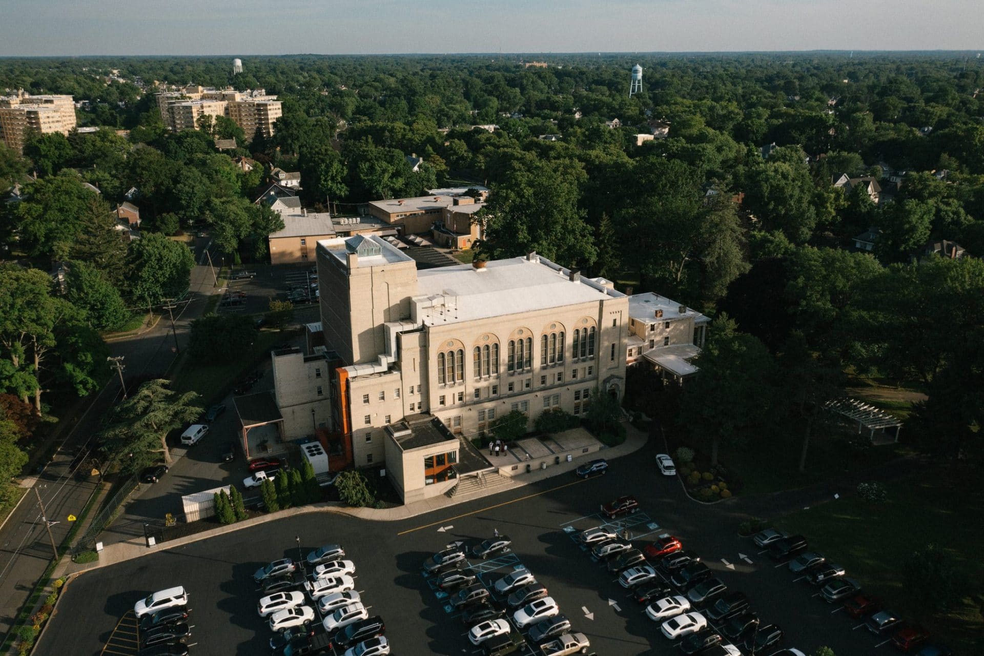 Aerial view of the Collingswood Grand Ballroom building and its parking area in Collingswood New Jersey