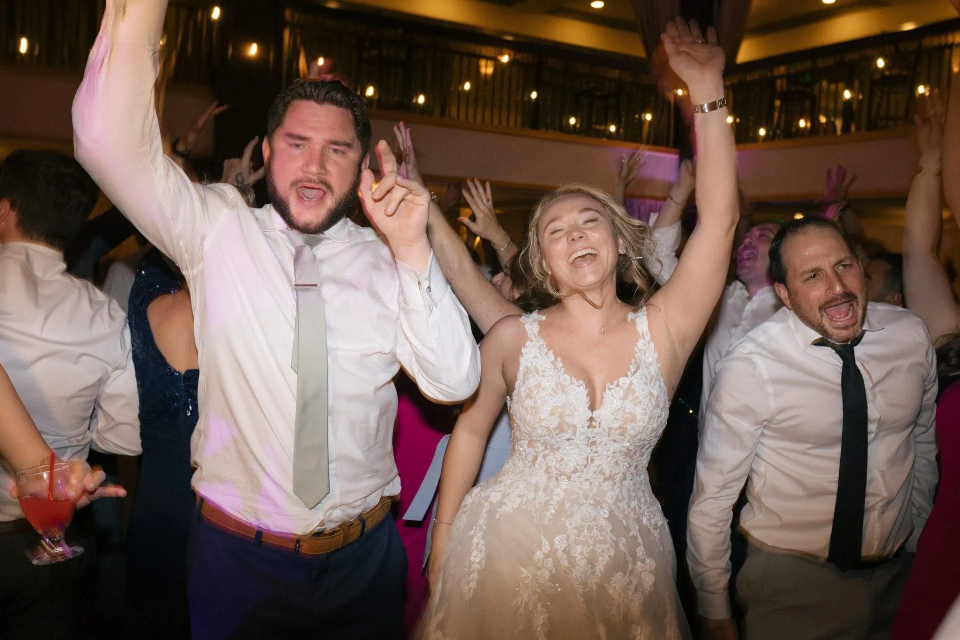 Packed dance floor at a Collingswood Grand Ballroom wedding reception in South Jersey
