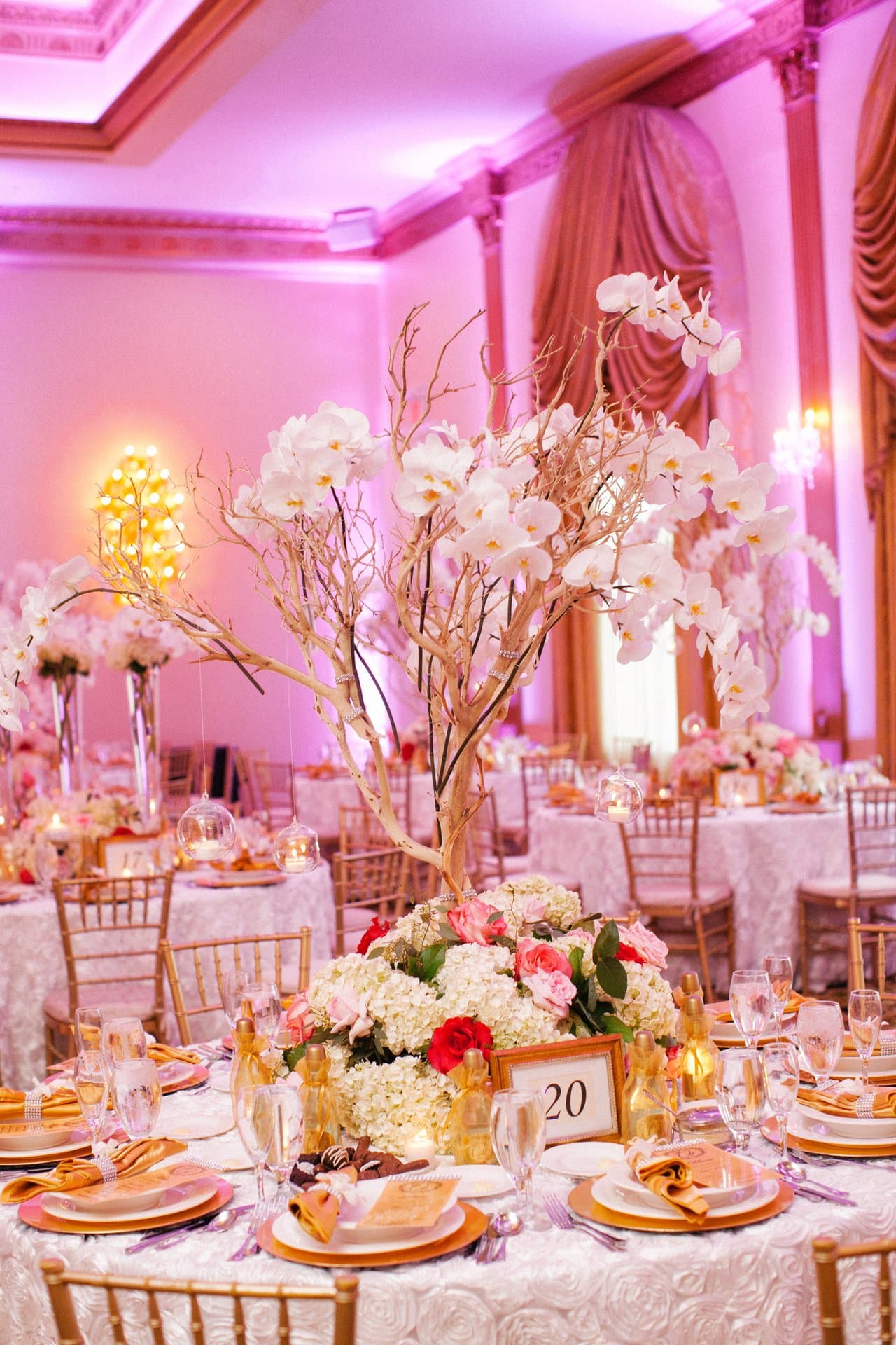 Blush and gold table setting detail