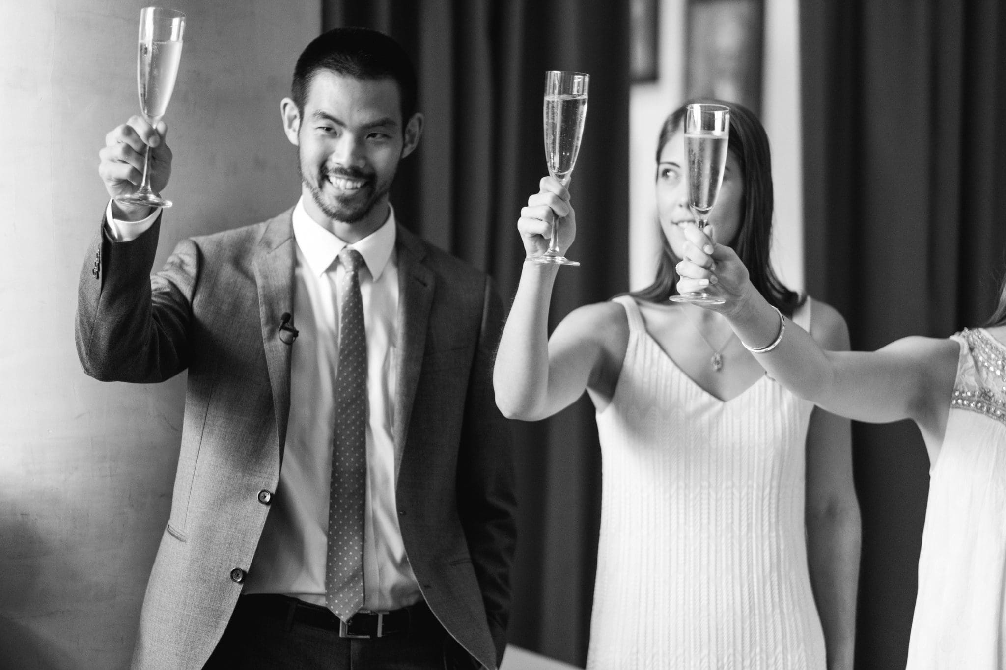 A champagne toast during a family reunion celebration at The Rittenhouse in Philadelphia