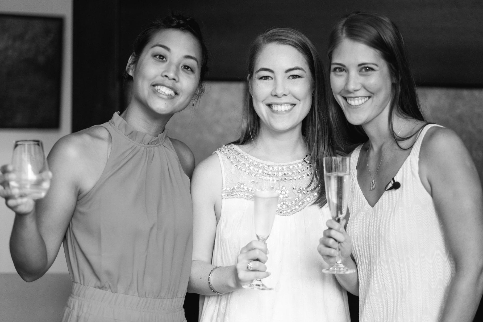 Three family members raising their glasses during the cocktail hour in Philadelphia