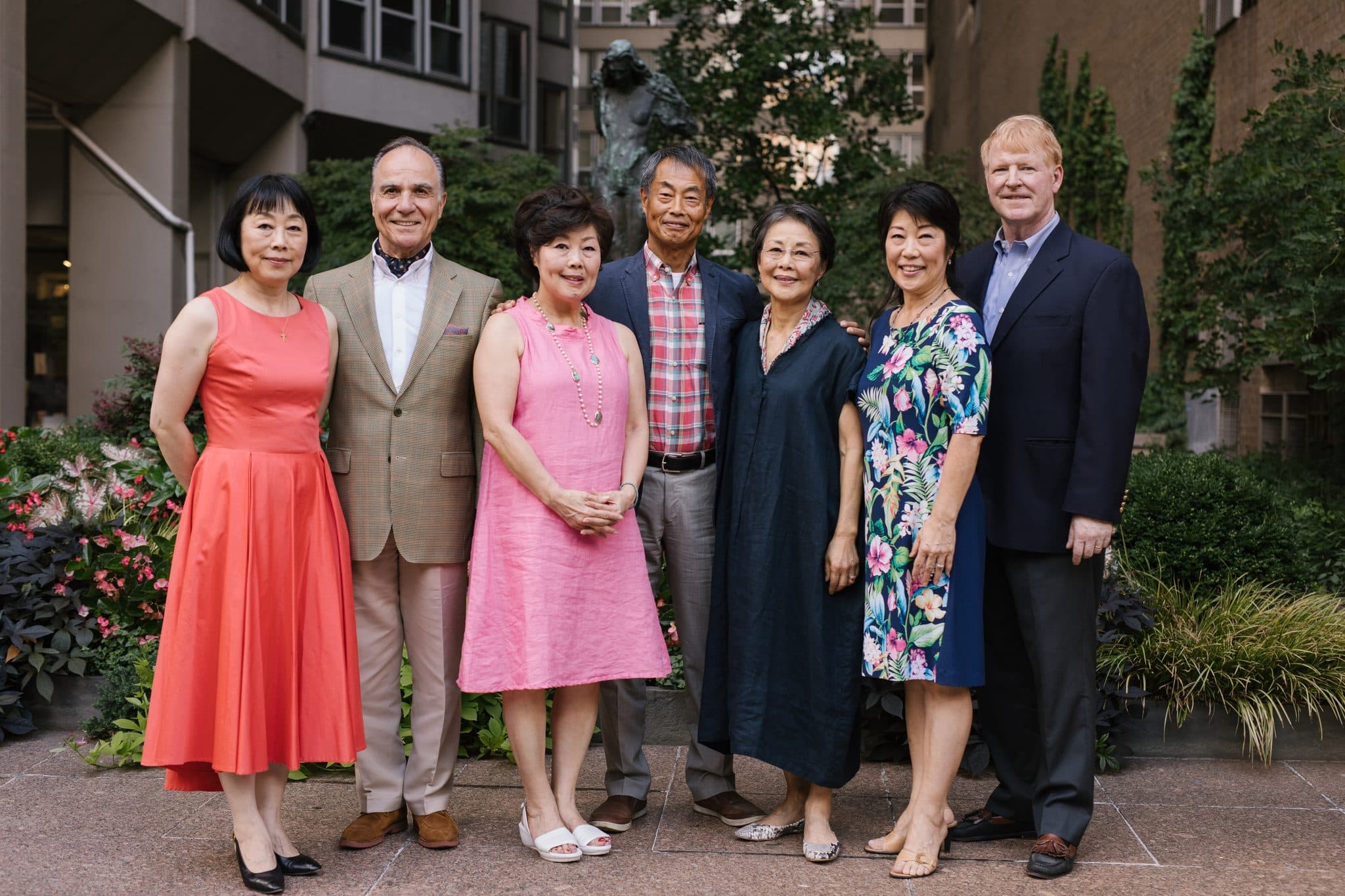 One branch of the extended family photographed together in the Rittenhouse courtyard in Philadelphia